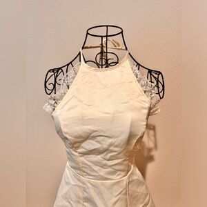 Off white dress with Bow and halter neck